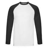 Футболка "Long Sleeve Baseball T", белый с черным_S, 100% х/б, 160 г/м2